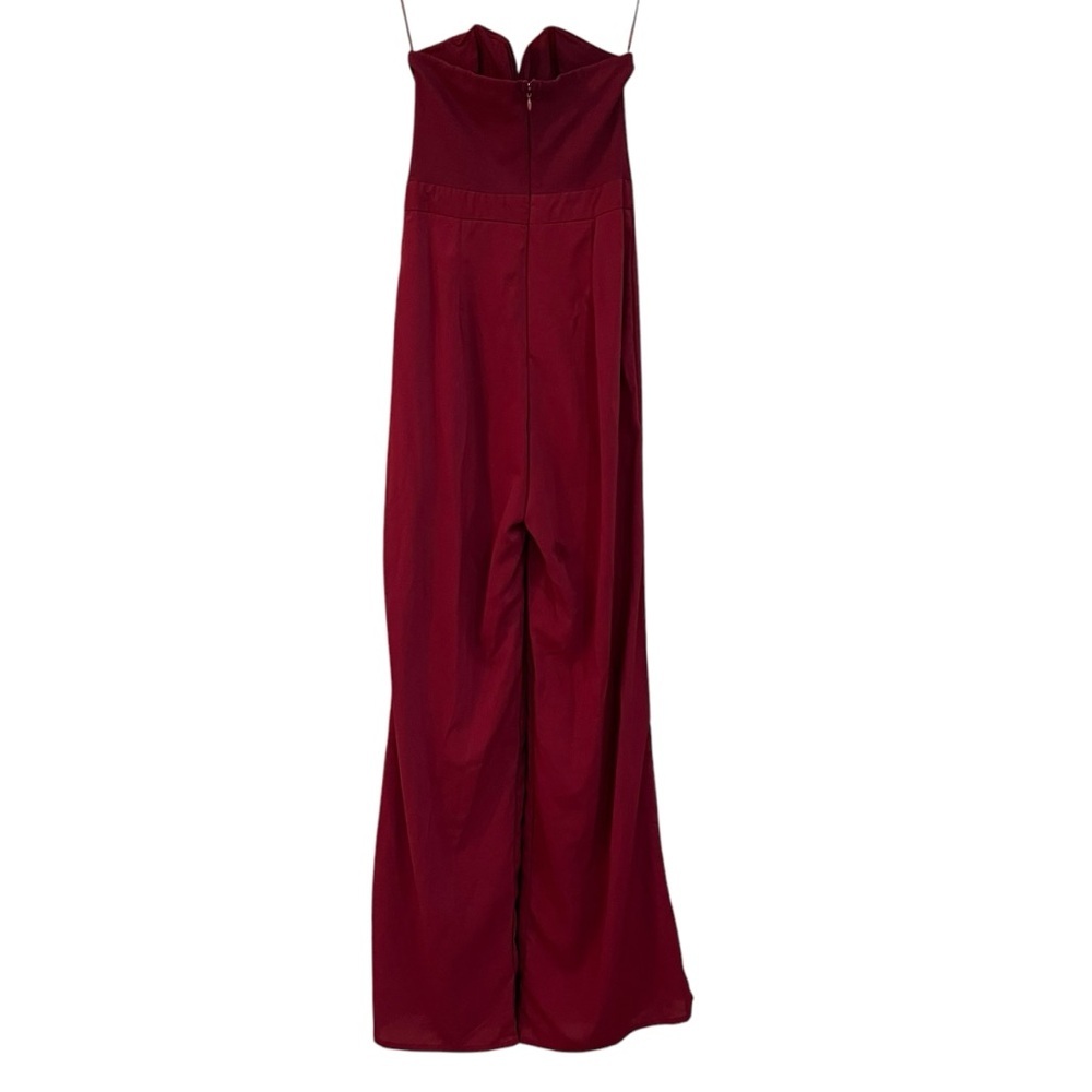 Tobi Women's Strapless Burgundy Formal Wide Leg Jumpsuit S Party Cocktai… - Picture 2 of 7